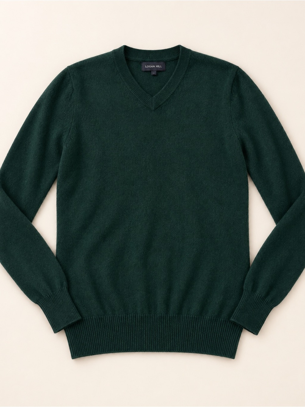 Cashmere Women's V-Neck Sweater in Deep Green